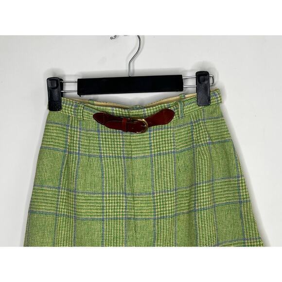 Vintage David Fergunson by The Country House 60s Plaid Wool Belted Skirt Size S - Picture 2 of 11